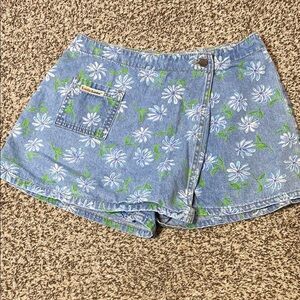 Vintage 90’s LONDONJEAN Blue and Green Skorts with Floral Pattern